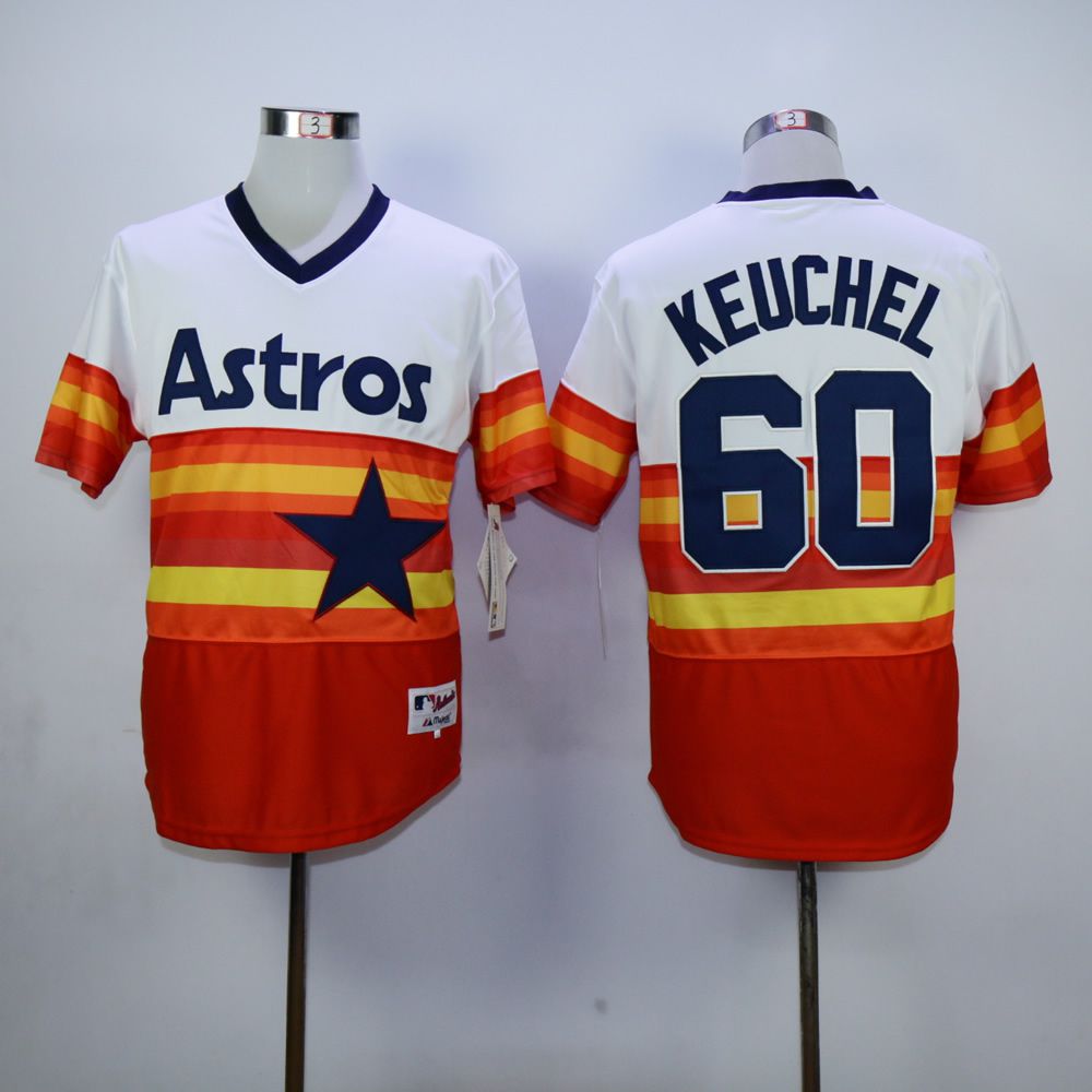 Men Houston Astros #60 Keuchel Oragne Throwback MLB Jerseys